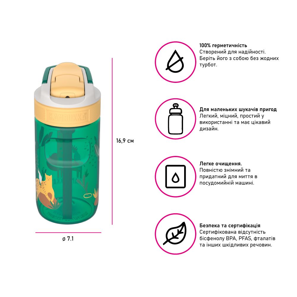 Пляшка для води Kambukka Lagoon тританова 400 мл зелена - 11-04051