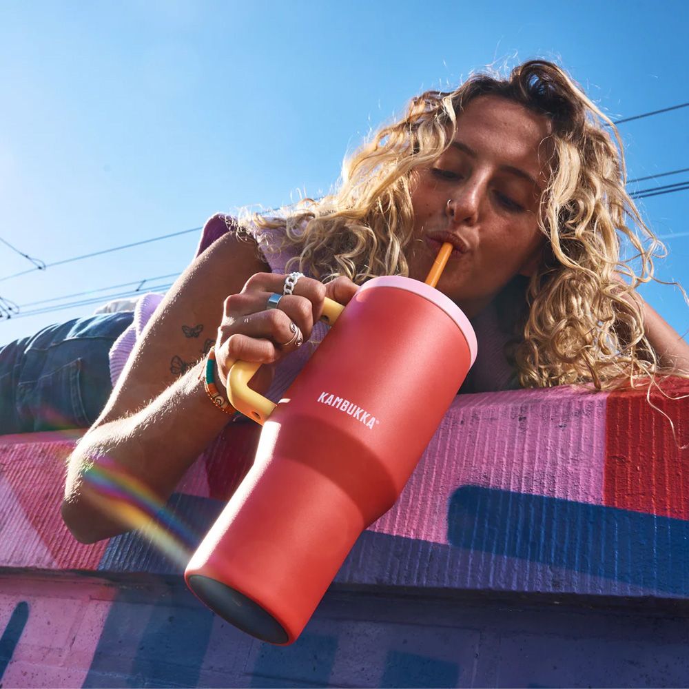 Термокружка Kambukka Rio вакуумна сталева 950 мл коралова/жовта - 11-08002