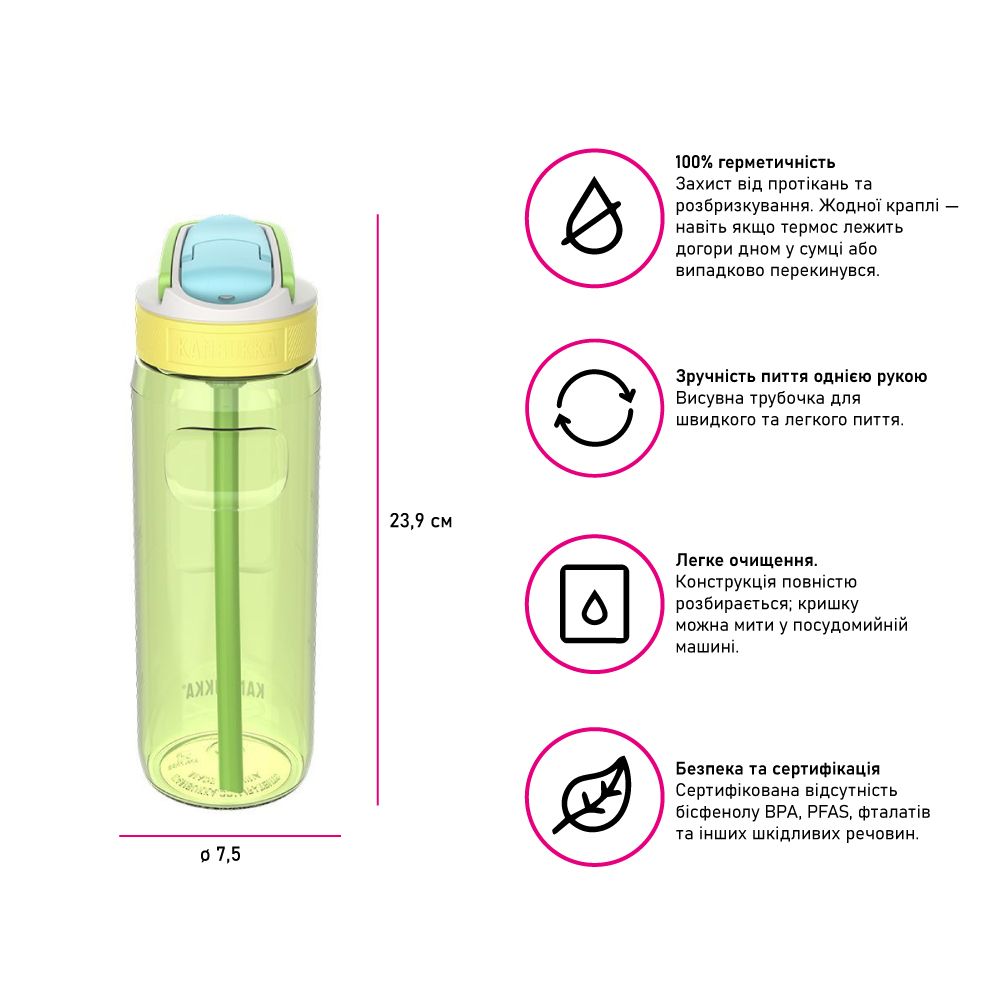 Пляшка для води Kambukka Lagoon тританова 750 мл світло-зелена - 11-04061